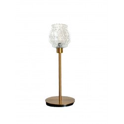 Lampe à poser avec globe en verre vintage bullé