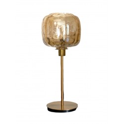 Lampe à poser avec un globe des années 60-70 brun doré