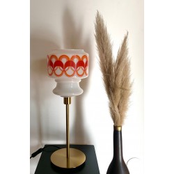 Lampe à poser avec un globe vintage motifs orange années 70