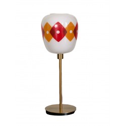 Lampe à poser avec un globe vintage "Jacquard" en verre et un pied doré