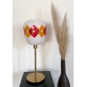 Lampe à poser avec un globe vintage "Jacquard" en verre et un pied doré