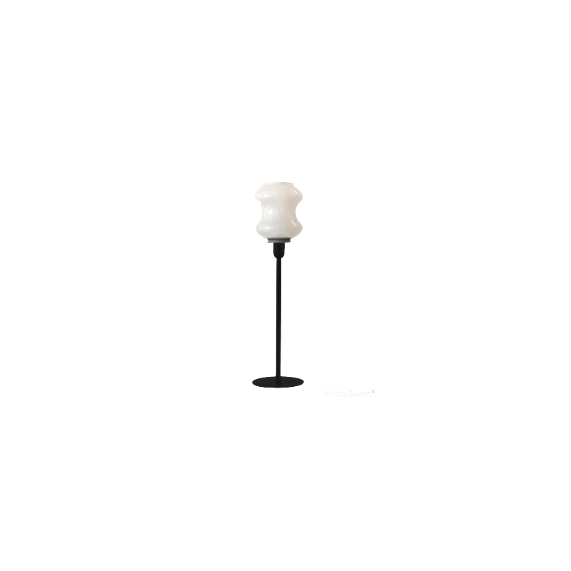 Lampe à poser avec globe en verre blanc vintage