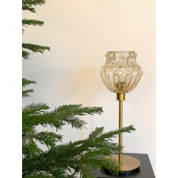 Lampe à poser avec globe en verre doré vintage sculpté